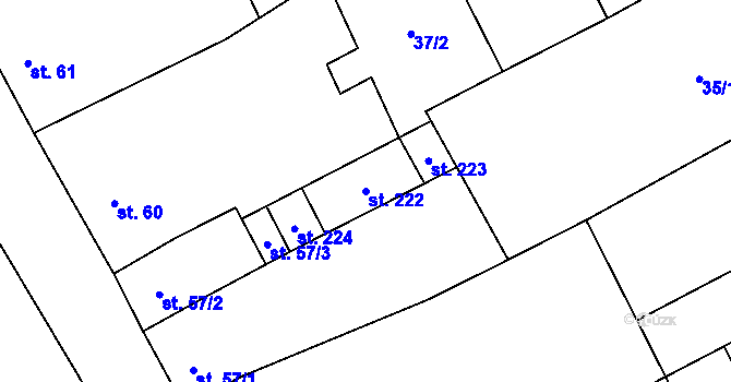 Parcela st. 222 v KÚ Sušice u Přerova, Katastrální mapa