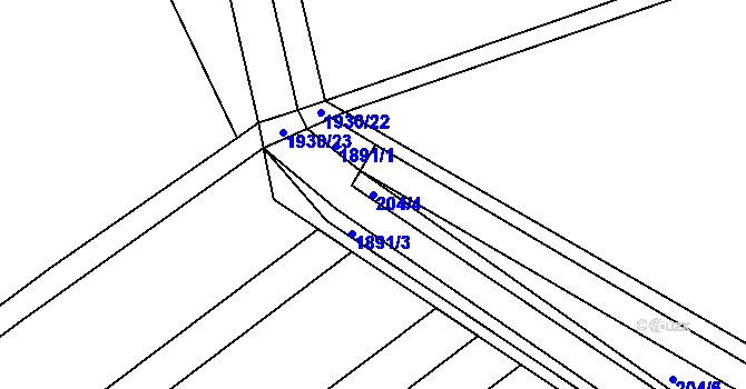 Parcela st. 204/4 v KÚ Sušice u Přerova, Katastrální mapa