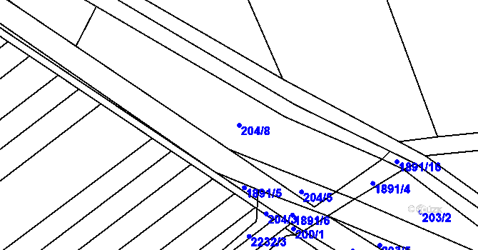 Parcela st. 204/8 v KÚ Sušice u Přerova, Katastrální mapa