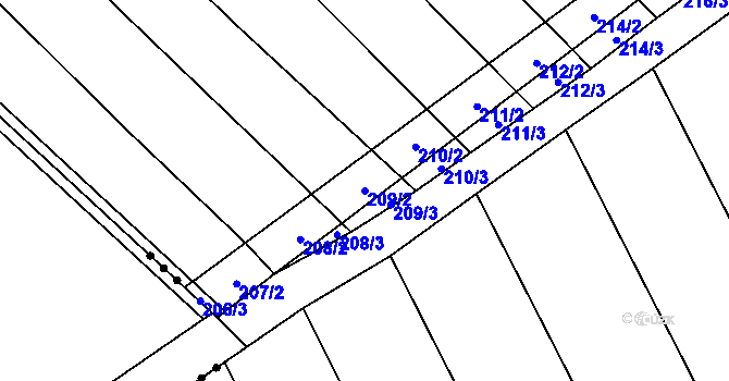 Parcela st. 209/2 v KÚ Sušice u Přerova, Katastrální mapa