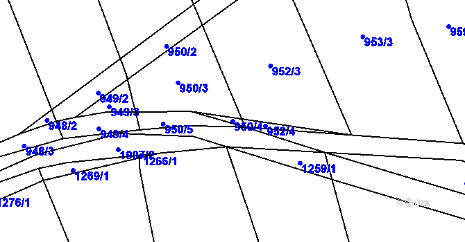 Parcela st. 950/4 v KÚ Sušice u Přerova, Katastrální mapa