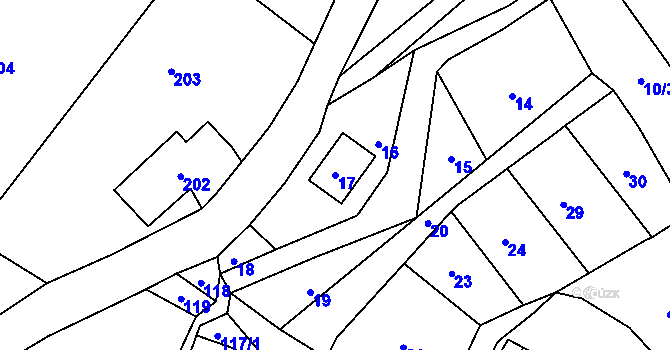 Parcela st. 17 v KÚ Olešnice u Svádova, Katastrální mapa