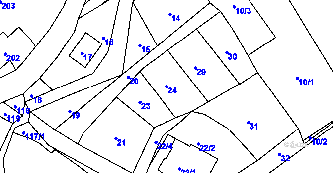 Parcela st. 24 v KÚ Olešnice u Svádova, Katastrální mapa