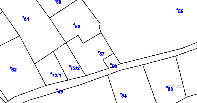 Parcela st. 57 v KÚ Olešnice u Svádova, Katastrální mapa