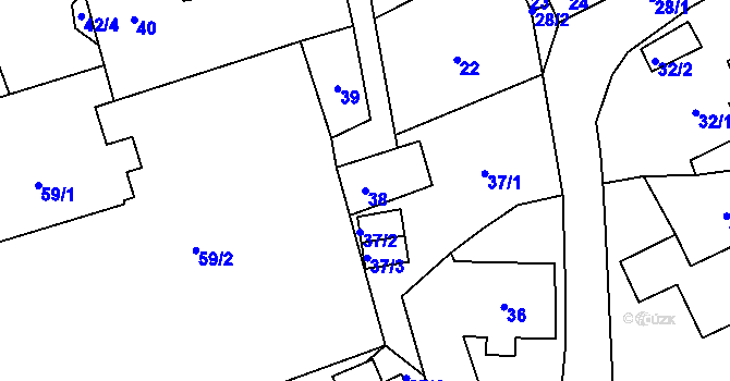 Parcela st. 38 v KÚ Svádov, Katastrální mapa