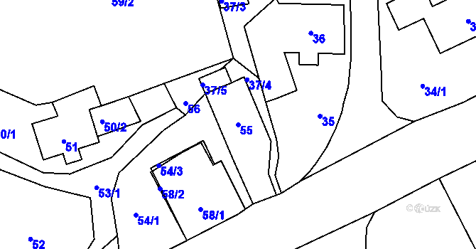 Parcela st. 55 v KÚ Svádov, Katastrální mapa