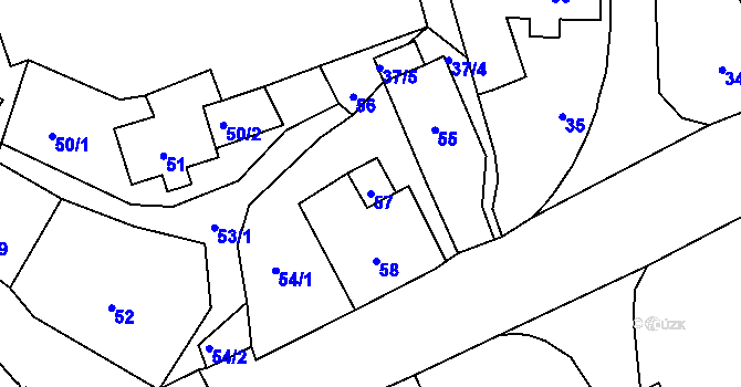 Parcela st. 57 v KÚ Svádov, Katastrální mapa