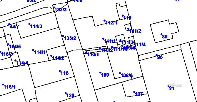 Parcela st. 110 v KÚ Svádov, Katastrální mapa