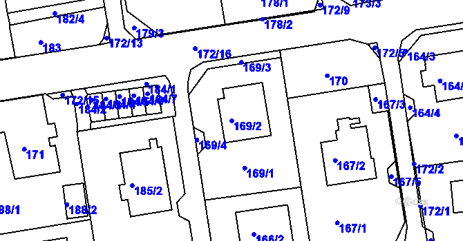 Parcela st. 169/2 v KÚ Svádov, Katastrální mapa
