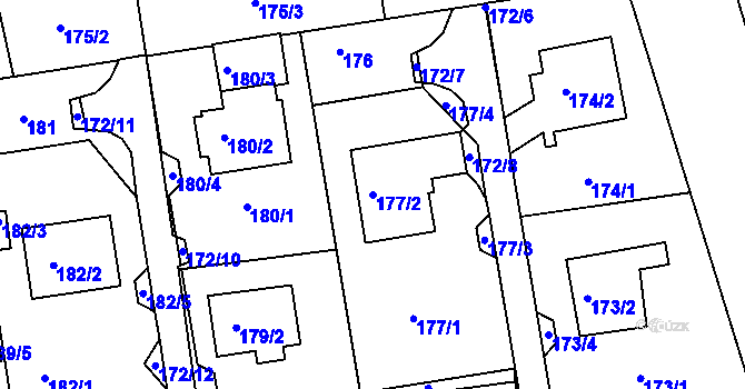 Parcela st. 177/2 v KÚ Svádov, Katastrální mapa