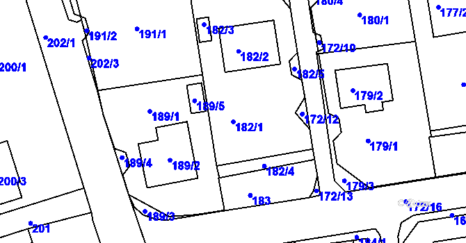 Parcela st. 182/1 v KÚ Svádov, Katastrální mapa