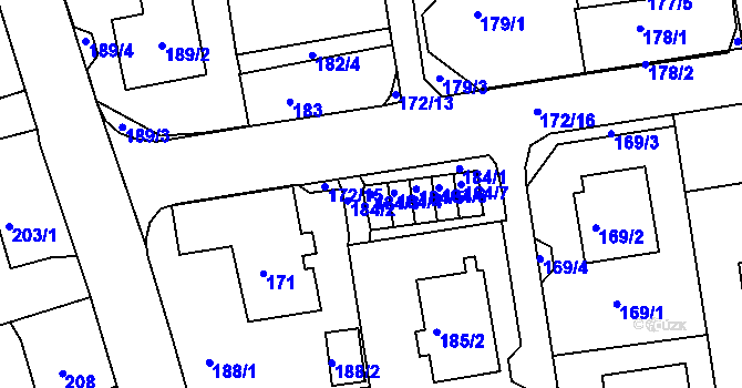 Parcela st. 184/3 v KÚ Svádov, Katastrální mapa