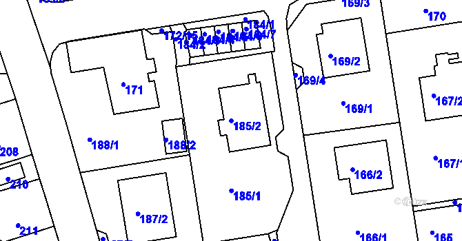 Parcela st. 185/2 v KÚ Svádov, Katastrální mapa