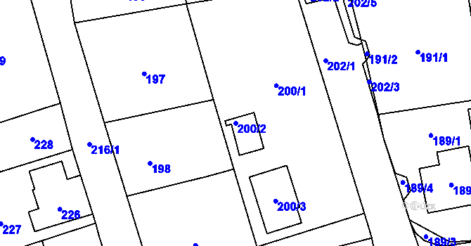 Parcela st. 200/2 v KÚ Svádov, Katastrální mapa