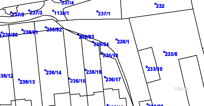 Parcela st. 236/18 v KÚ Svádov, Katastrální mapa