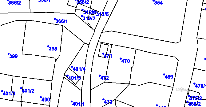 Parcela st. 471 v KÚ Svádov, Katastrální mapa