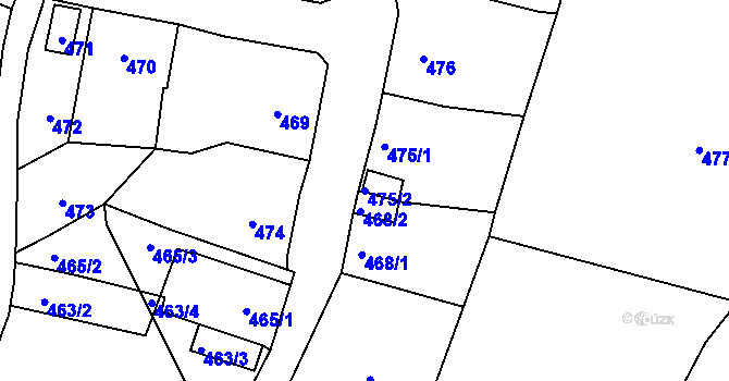 Parcela st. 475/2 v KÚ Svádov, Katastrální mapa