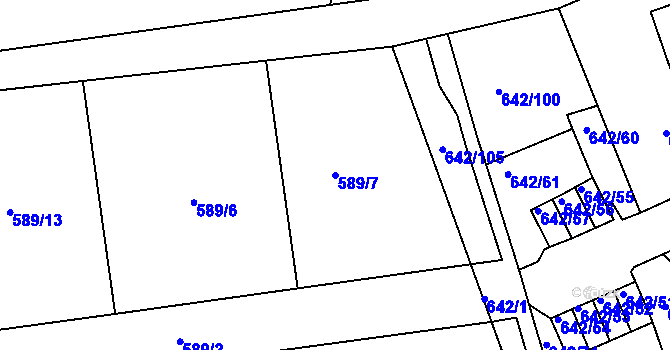 Parcela st. 589/7 v KÚ Svádov, Katastrální mapa