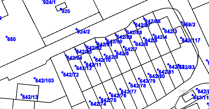 Parcela st. 642/9 v KÚ Svádov, Katastrální mapa