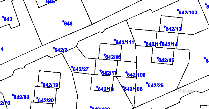 Parcela st. 642/16 v KÚ Svádov, Katastrální mapa