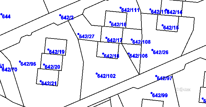 Parcela st. 642/18 v KÚ Svádov, Katastrální mapa