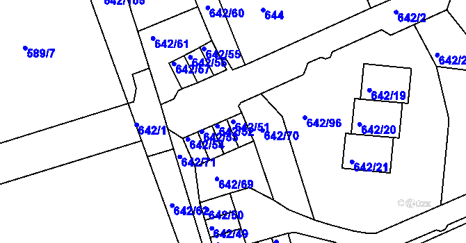 Parcela st. 642/51 v KÚ Svádov, Katastrální mapa