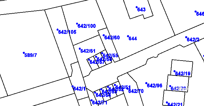 Parcela st. 642/55 v KÚ Svádov, Katastrální mapa