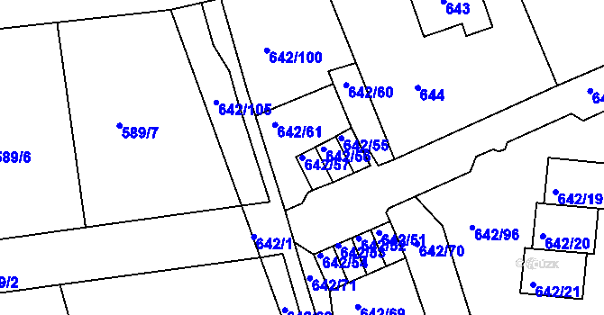 Parcela st. 642/57 v KÚ Svádov, Katastrální mapa