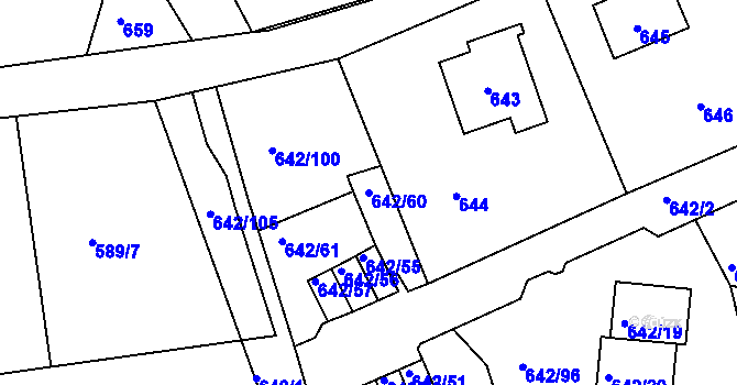 Parcela st. 642/60 v KÚ Svádov, Katastrální mapa