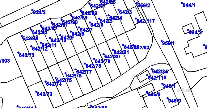 Parcela st. 642/80 v KÚ Svádov, Katastrální mapa