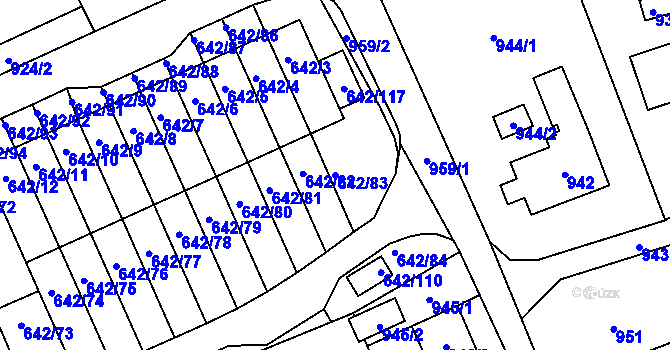 Parcela st. 642/83 v KÚ Svádov, Katastrální mapa