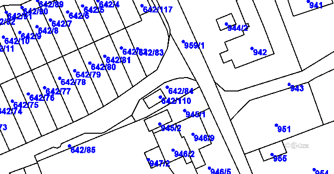 Parcela st. 642/84 v KÚ Svádov, Katastrální mapa