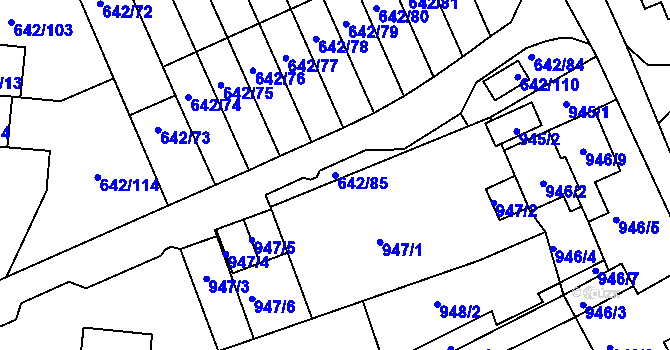 Parcela st. 642/85 v KÚ Svádov, Katastrální mapa