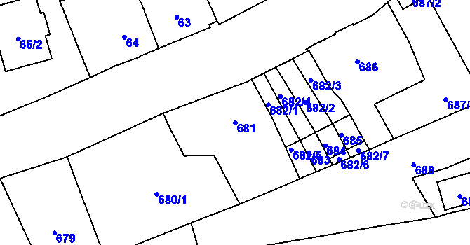 Parcela st. 681 v KÚ Svádov, Katastrální mapa