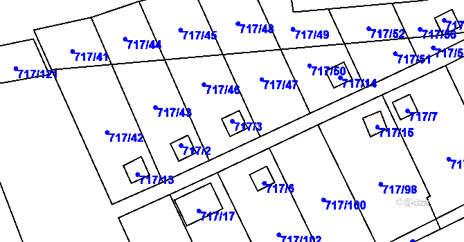 Parcela st. 717/3 v KÚ Svádov, Katastrální mapa