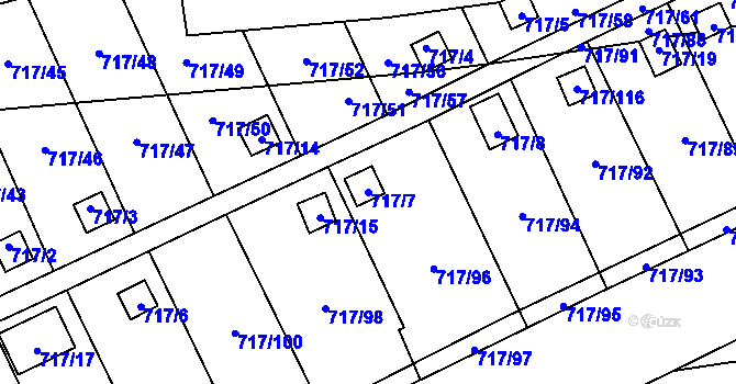 Parcela st. 717/7 v KÚ Svádov, Katastrální mapa