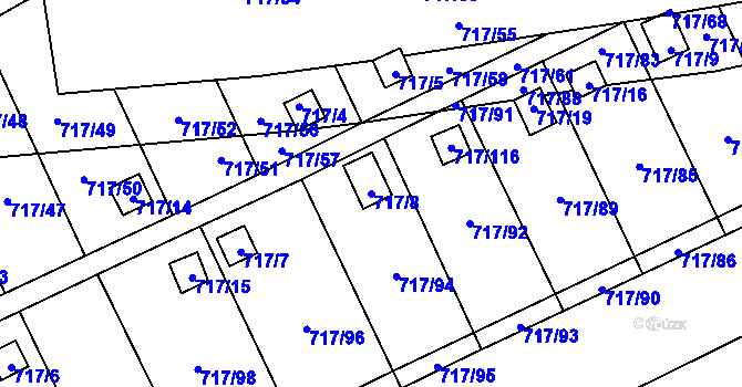 Parcela st. 717/8 v KÚ Svádov, Katastrální mapa
