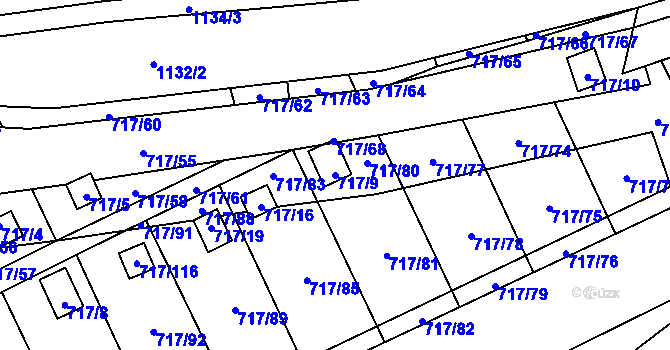 Parcela st. 717/9 v KÚ Svádov, Katastrální mapa