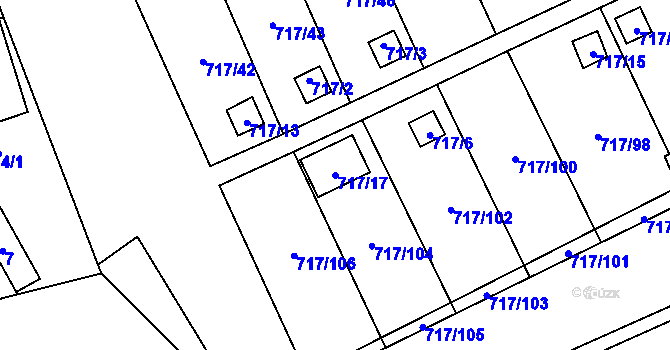 Parcela st. 717/17 v KÚ Svádov, Katastrální mapa