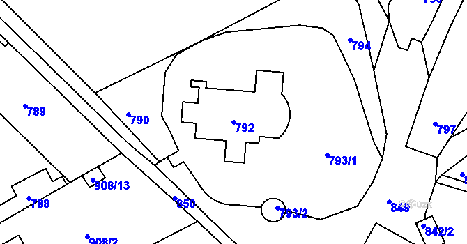 Parcela st. 792 v KÚ Svádov, Katastrální mapa