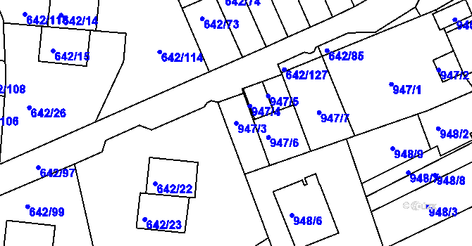 Parcela st. 947/3 v KÚ Svádov, Katastrální mapa