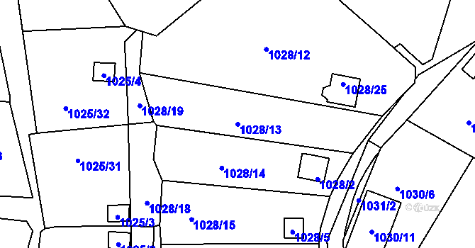 Parcela st. 1028/13 v KÚ Svádov, Katastrální mapa