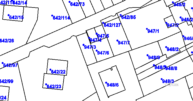 Parcela st. 947/6 v KÚ Svádov, Katastrální mapa