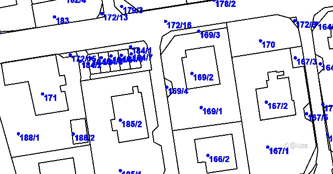 Parcela st. 169/4 v KÚ Svádov, Katastrální mapa