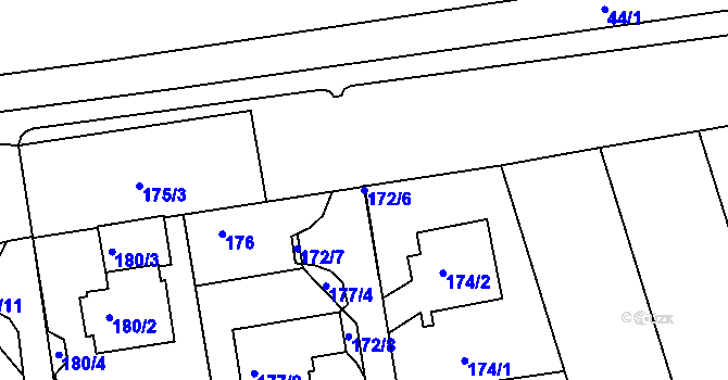 Parcela st. 172/6 v KÚ Svádov, Katastrální mapa