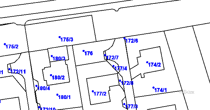 Parcela st. 172/7 v KÚ Svádov, Katastrální mapa