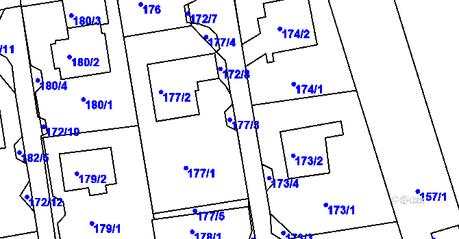 Parcela st. 177/3 v KÚ Svádov, Katastrální mapa