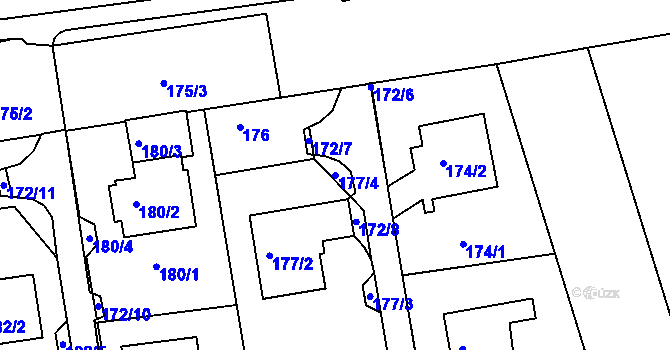 Parcela st. 177/4 v KÚ Svádov, Katastrální mapa