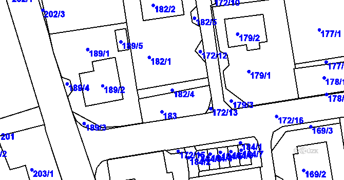 Parcela st. 182/4 v KÚ Svádov, Katastrální mapa