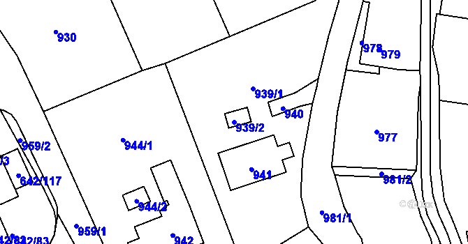 Parcela st. 939/2 v KÚ Svádov, Katastrální mapa